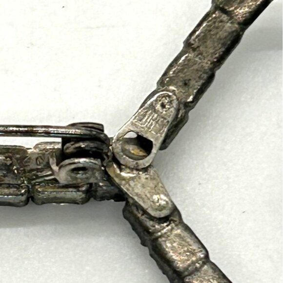 Vintage 1940s Broock Rhinestone Key To My Heart Pot Metal Brooch WWII Era - Picture 9 of 16